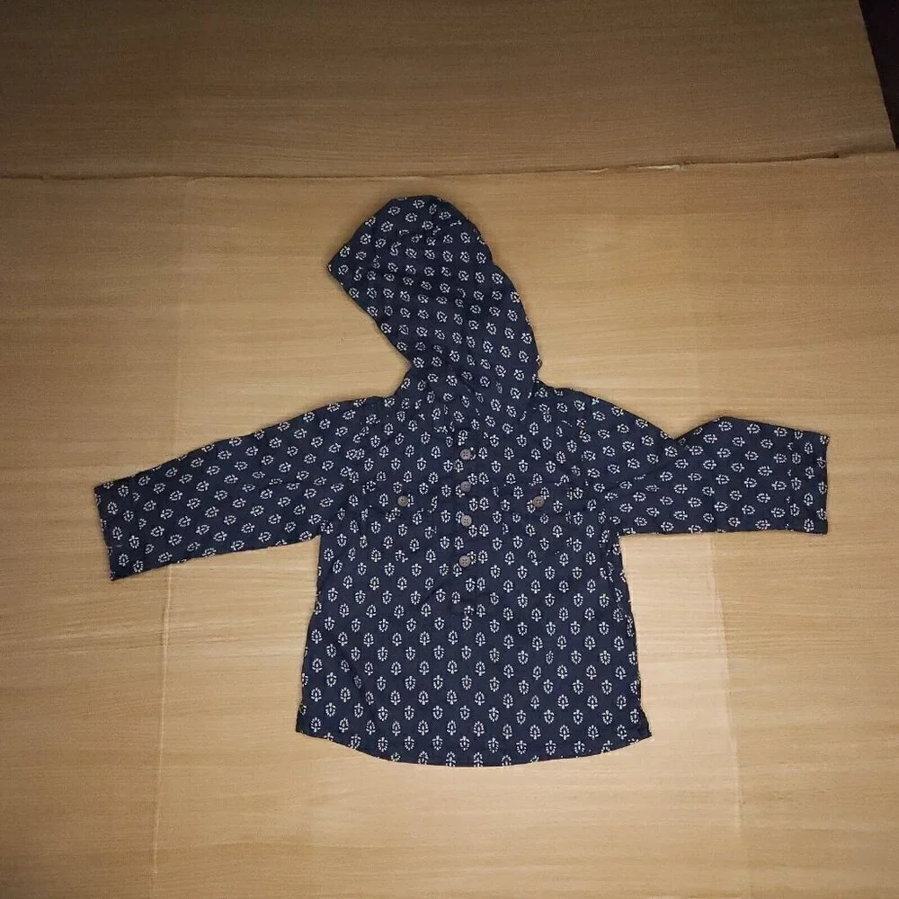 Carter's Toddler Girl's Blue Southwestern Hooded Cotton Top 12 Months